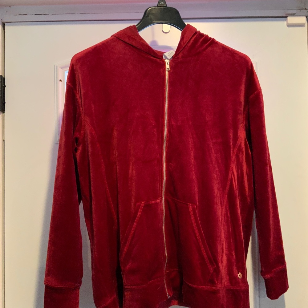 Velour hooded jacket